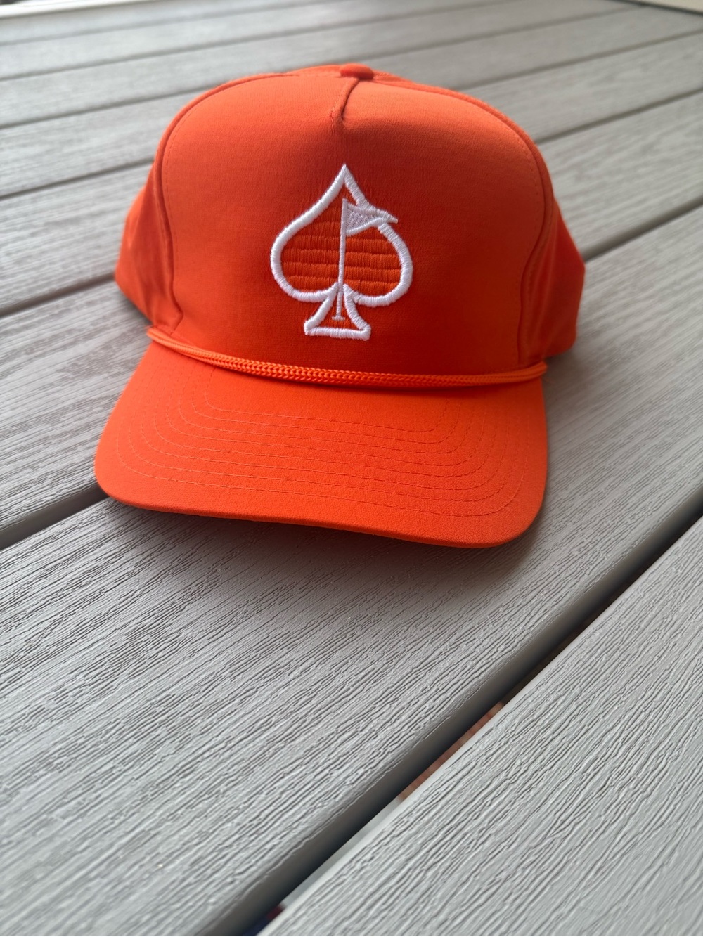 Pins & Aces Orange Ace of Spades Rope Snapback Golf Hat Adjustable Rare Color